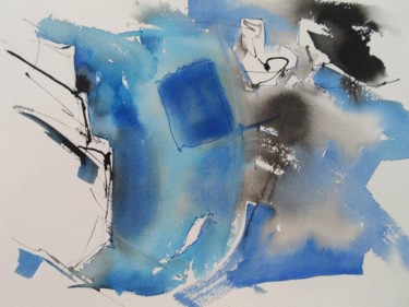 Peinture intitulée "Delire bleuté" par Gaury, Œuvre d'art originale, Aquarelle