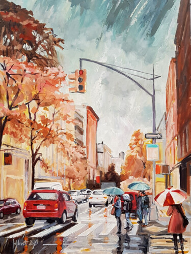 Peinture intitulée "NYC sous la pluie 01" par Philippe Jollivet, Œuvre d'art originale, Acrylique