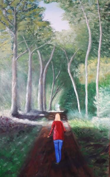 Peinture intitulée "promenade forestière" par Philippe Lavigogne, Œuvre d'art originale, Huile Monté sur Châssis en bois
