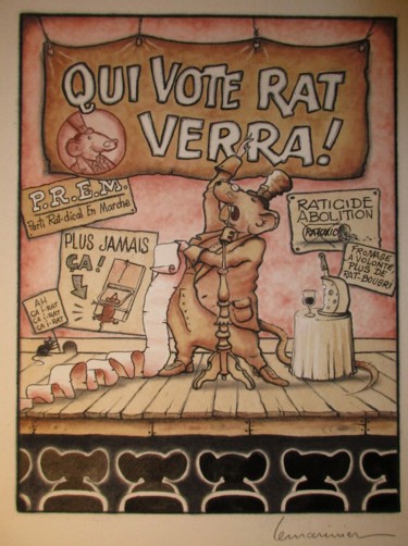 Dessin intitulée "La campagne élector…" par Philippe Lemarinier, Œuvre d'art originale, Pastel