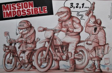 Tekening getiteld "Mission impossible" door Philippe Lemarinier, Origineel Kunstwerk, Pastel