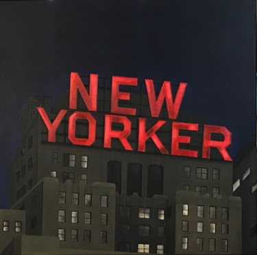 Painting titled "New Yorker Hotel" by Philippe Manson, Original Artwork, Acrylic Mounted on Wood Stretcher frame