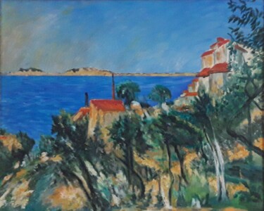 Painting titled "Copie_L'Estaque_Pau…" by Philippe Jolly, Original Artwork, Oil Mounted on Wood Stretcher frame