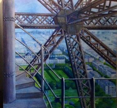 Peinture intitulée ""Eiffel Tower, earl…" par Philippe Metaireau, Œuvre d'art originale