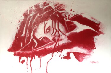 Malerei mit dem Titel "Rouge désir" von Philippe Metayer, Original-Kunstwerk, Acryl