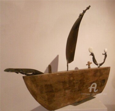 Escultura intitulada "Grand-Bateau-2." por Philippe Olive, Obras de arte originais, Madeira