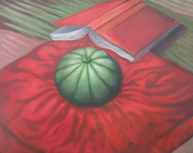 Painting titled "Melon et roman" by Philippe Olivier, Original Artwork, Oil