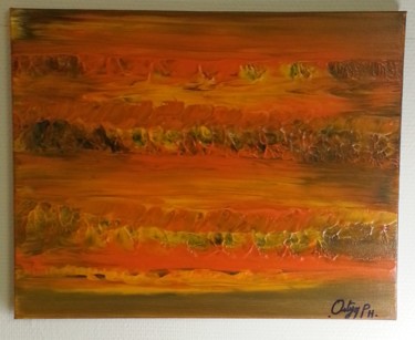 Peinture intitulée "Montagnes Orangées" par Philippe Ostyn, Œuvre d'art originale, Acrylique