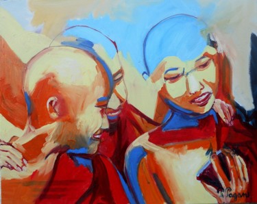 Pittura intitolato "bonzes-attitudes.jpg" da Philou, Opera d'arte originale, Olio