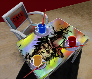 Digital Arts με τίτλο "Café-couleur." από Philippe Renou, Αυθεντικά έργα τέχνης, Φωτογραφία Μοντάζ