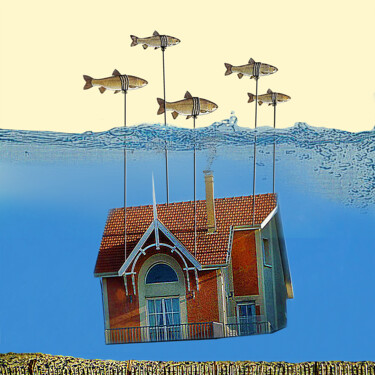 Digital Arts titled "NATATION : PLONGEON" by Philippe Renou, Original Artwork, Digital Collage