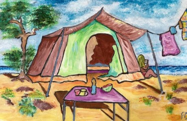 Peinture intitulée "Souvenir de camping" par Philippe Savage, Œuvre d'art originale, Acrylique