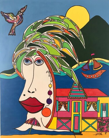 Painting titled "Palmita" by Philippe Seigle, Original Artwork, Acrylic