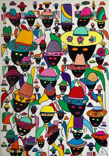 Peinture intitulée "Hat time" par Philippe Seigle, Œuvre d'art originale, Acrylique