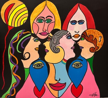 Painting titled "As poderosas" by Philippe Seigle, Original Artwork, Acrylic Mounted on Wood Stretcher frame