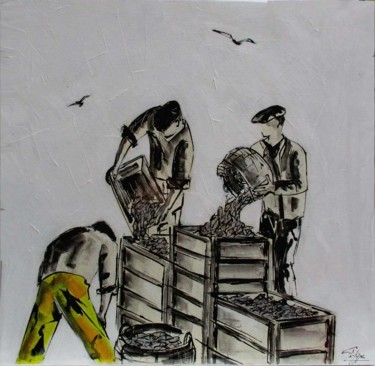 Peinture intitulée "les gars de la mer 3" par Philippe Blanchard, Œuvre d'art originale, Acrylique