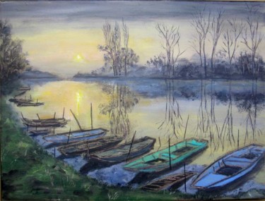 Peinture intitulée "Paysage de Loire au…" par Philippe Blanchard, Œuvre d'art originale, Acrylique