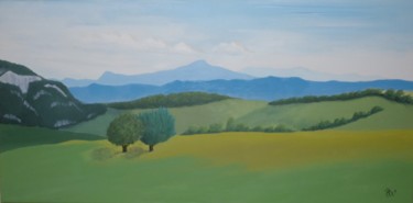 Peinture intitulée "au-loin-le-vercors-…" par Philippe Gonseth, Œuvre d'art originale, Acrylique