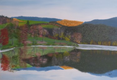 Painting titled "Lac des sapins" by Philippe Gonseth, Original Artwork, Acrylic