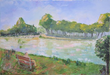 Painting titled "rêverie - le canal…" by Philip Moreau, Original Artwork, Acrylic