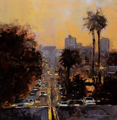 Painting titled "Los Angeles, réf :…" by Philippe Perennou, Original Artwork, Oil Mounted on Wood Stretcher frame