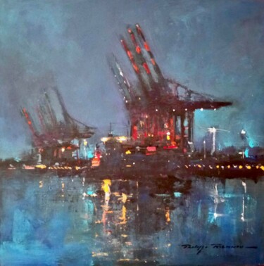 Pintura intitulada "Hambourg terminal B…" por Philippe Perennou, Obras de arte originais, Óleo