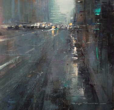 Painting titled ""impressions urbain…" by Philippe Perennou, Original Artwork, Acrylic Mounted on Wood Stretcher frame