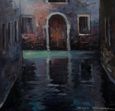 Painting titled "Venise rio Piombo N…" by Philippe Perennou, Original Artwork, Oil Mounted on Wood Panel