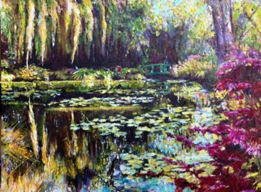 Malerei mit dem Titel "The pond of Claude…" von Philippe Petit, Original-Kunstwerk, Öl