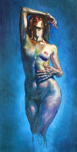绘画 标题为“Dream in blue” 由Philippe Petit, 原创艺术品, 油 安装在木质担架架上
