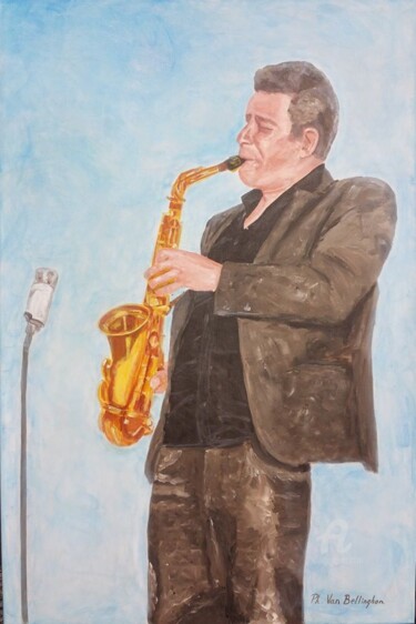 Schilderij getiteld "Saxophoniste Philip…" door Philippe Van Bellinghen, Origineel Kunstwerk, Acryl
