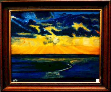 Pintura intitulada "coucher de soleil s…" por Philippe Levasseur, Obras de arte originais, Óleo