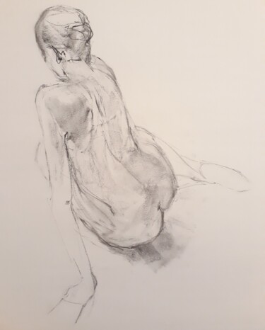 Drawing titled "Petite sirène" by Philms, Original Artwork, Charcoal