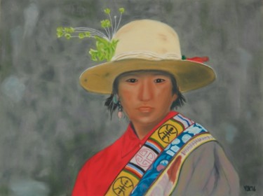 Peinture intitulée "tibetaine-web.jpg" par Phijk, Œuvre d'art originale, Pastel