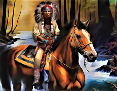 Arte digitale intitolato "Sioux" da Michele Poenicia, Opera d'arte originale, Pittura digitale