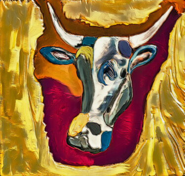 Digital Arts με τίτλο "Cow" από Michele Poenicia, Αυθεντικά έργα τέχνης, Ψηφιακή ζωγραφική