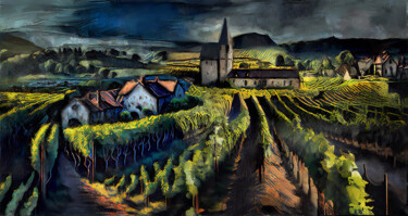 Arte digitale intitolato "French countryside" da Michele Poenicia, Opera d'arte originale, Pittura digitale