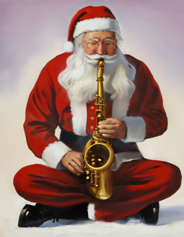 Digital Arts titled "Santa Claus saxopho…" by Michele Poenicia, Original Artwork, Digital Painting