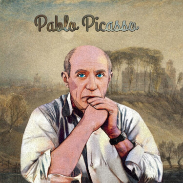 Arte digital titulada "Pablo Picasso" por Phoenix Arts, Obra de arte original, Pintura Digital