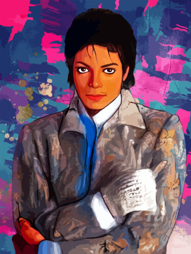 Digitale Kunst getiteld "Michael Jackson ill…" door Phoenix Arts, Origineel Kunstwerk, Digitaal Schilderwerk