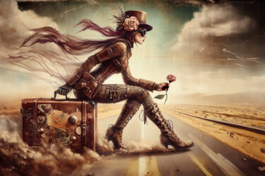 数字艺术 标题为“Steampunk Lady” 由Photoplace, 原创艺术品, AI生成的图像