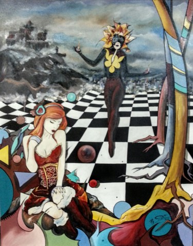 Painting titled "la porteuse de lumi…" by Philippe Sidot Et Charlotte Carsin, Original Artwork