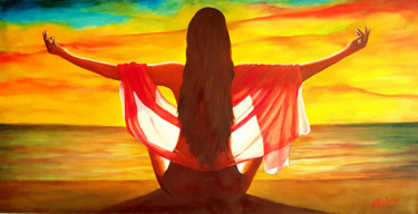 Pintura titulada "Au soleil levant, é…" por Phybra, Obra de arte original, Oleo