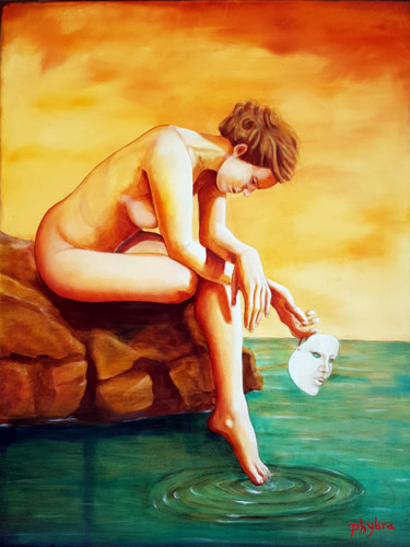 Peinture intitulée "Solitude de l'être…" par Phybra, Œuvre d'art originale, Huile