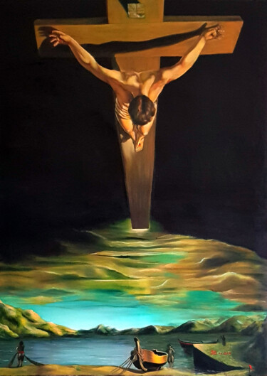 Malerei mit dem Titel "Saint Jean de la cr…" von Phybra, Original-Kunstwerk, Öl