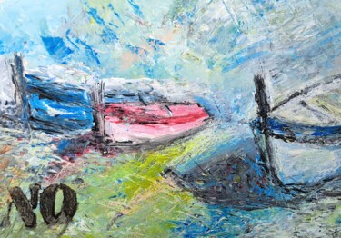 Schilderij getiteld "Les 3 barques" door Pichov, Origineel Kunstwerk, Acryl