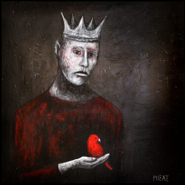 Painting titled ""Sad King and Red B…" by Picrate, Original Artwork, Acrylic