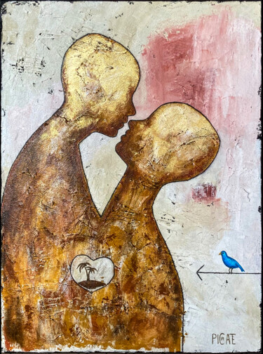 Painting titled ""Le Presque Baiser"" by Picrate, Original Artwork, Acrylic