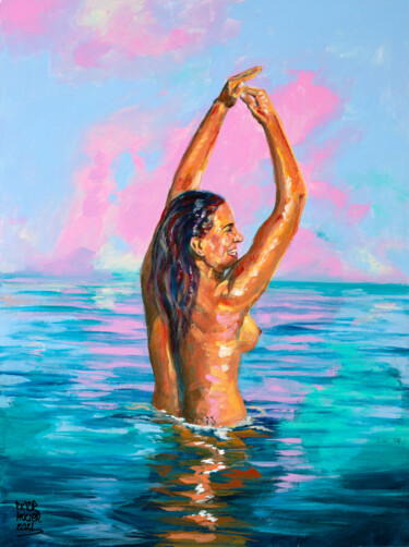 Painting titled "Danza de Sirena" by Pictor Mulier, Original Artwork, Acrylic
