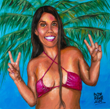 Картина под названием "Leina con bikini ro…" - Pictor Mulier, Подлинное произведение искусства, Акрил